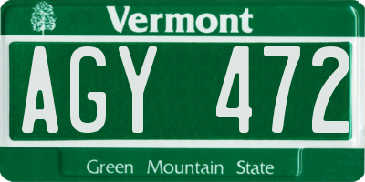 VT license plate AGY472