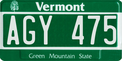 VT license plate AGY475