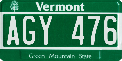VT license plate AGY476