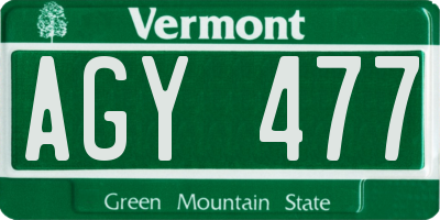 VT license plate AGY477