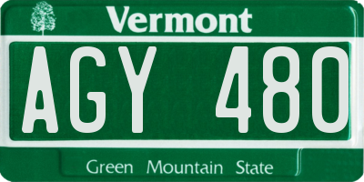 VT license plate AGY480