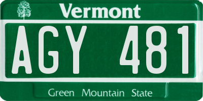 VT license plate AGY481