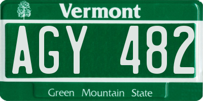 VT license plate AGY482