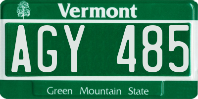 VT license plate AGY485