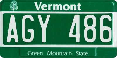 VT license plate AGY486