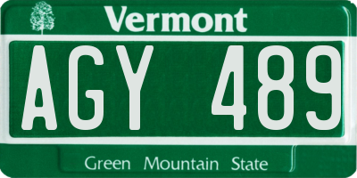 VT license plate AGY489