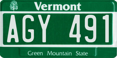 VT license plate AGY491