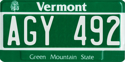 VT license plate AGY492