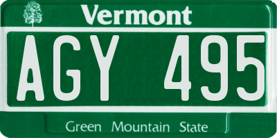 VT license plate AGY495