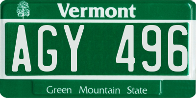 VT license plate AGY496