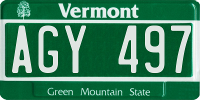 VT license plate AGY497