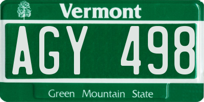 VT license plate AGY498