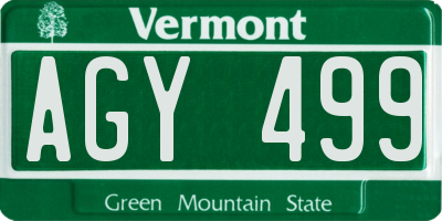 VT license plate AGY499