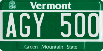 VT license plate AGY500