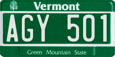 VT license plate AGY501