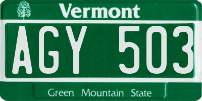 VT license plate AGY503