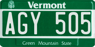 VT license plate AGY505