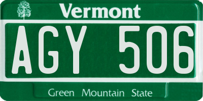 VT license plate AGY506