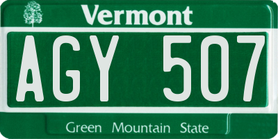 VT license plate AGY507