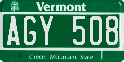 VT license plate AGY508