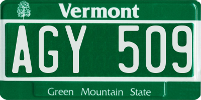 VT license plate AGY509