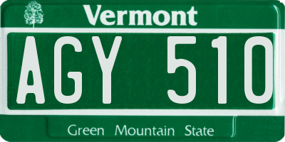 VT license plate AGY510