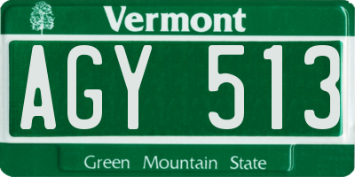VT license plate AGY513