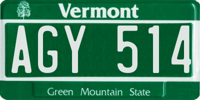 VT license plate AGY514