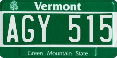 VT license plate AGY515