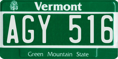 VT license plate AGY516