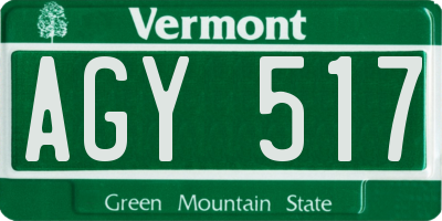 VT license plate AGY517