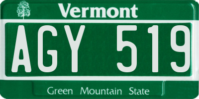 VT license plate AGY519