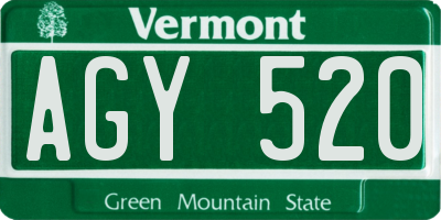 VT license plate AGY520