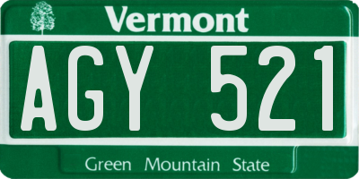 VT license plate AGY521