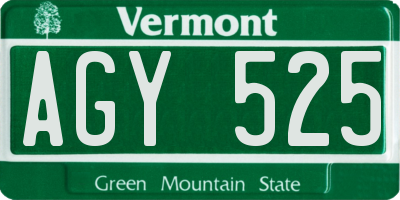 VT license plate AGY525