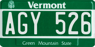 VT license plate AGY526