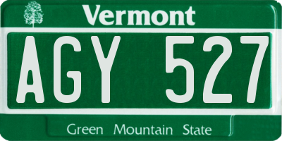 VT license plate AGY527