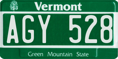 VT license plate AGY528