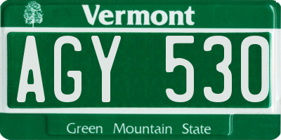 VT license plate AGY530