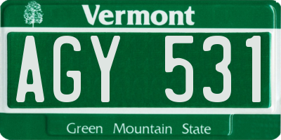 VT license plate AGY531