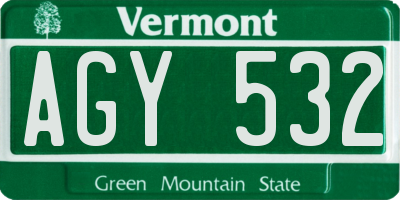 VT license plate AGY532