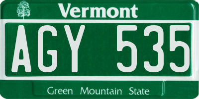 VT license plate AGY535