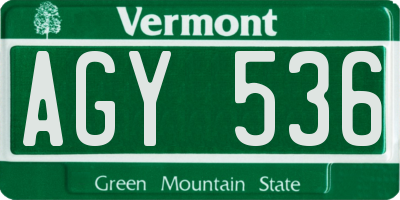 VT license plate AGY536