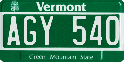VT license plate AGY540