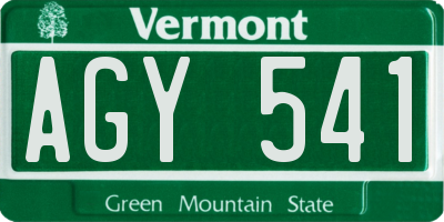 VT license plate AGY541