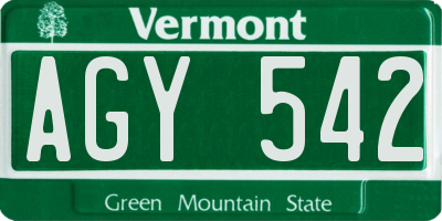 VT license plate AGY542