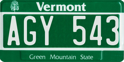 VT license plate AGY543
