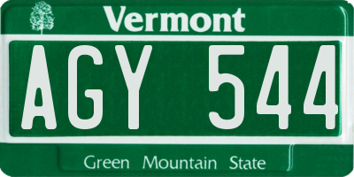 VT license plate AGY544