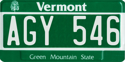 VT license plate AGY546