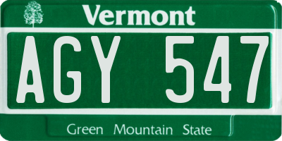 VT license plate AGY547